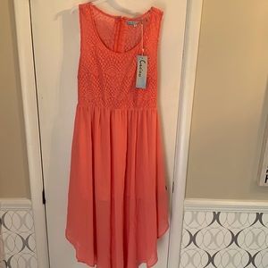 Cecico coral pink dress with beautiful eyelet detail